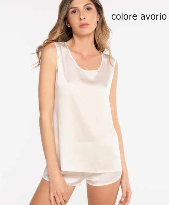 Top Canotta donna in raso di seta Stretch Oscalito-10306