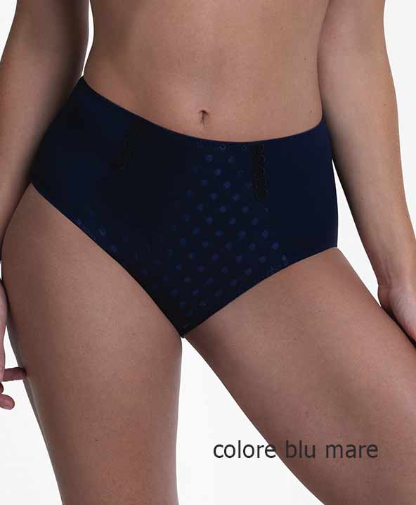 Slip alto tutto liscio in jacquard Airita Anita blu-1350