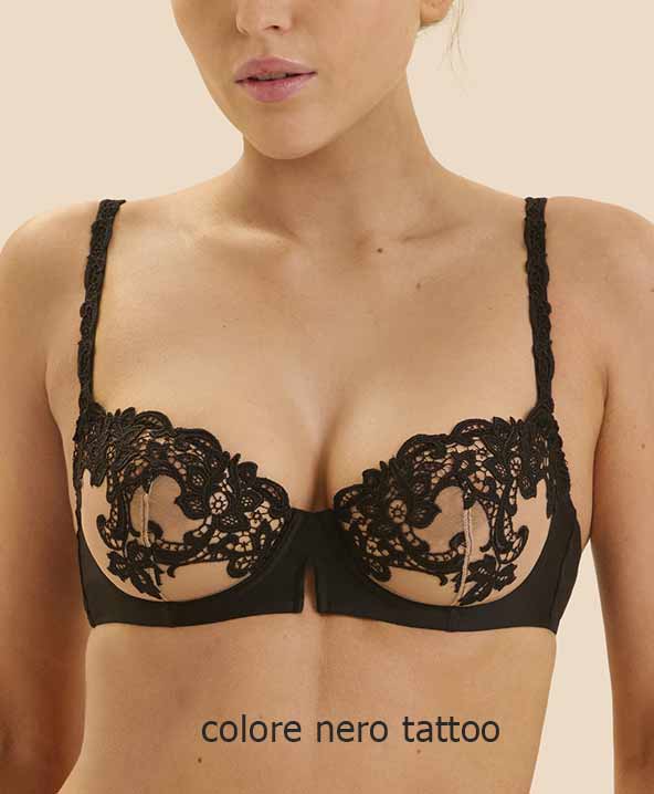 Reggiseno balconcino con ferretto Saga SP nero tattoo