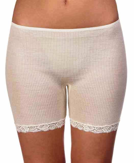Slip boxer donna mezza gamba Oscalito in maglia a costina di Lana/Seta